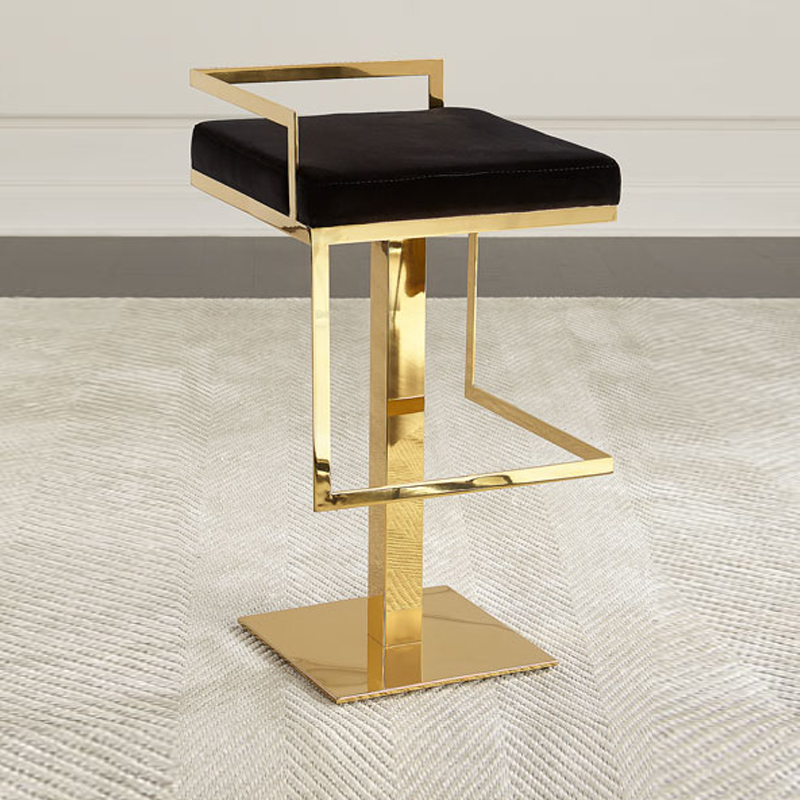 Home Gym Gold - Kursi Bar Kain Beludru Angsa Hitam