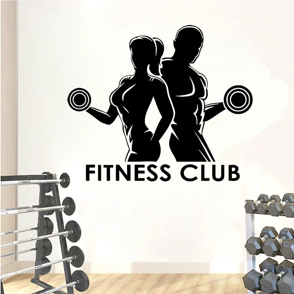 Home Gym On Wall - Pria Wanita Gym Stiker Dinding Klub